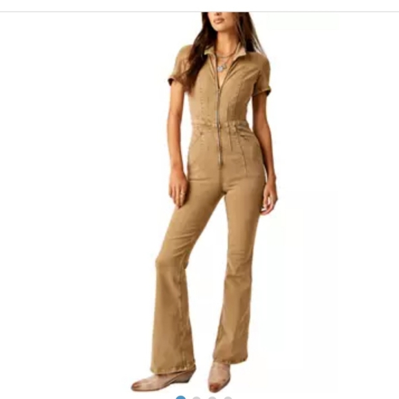 We The Free Pants - FREE PEOPLE JAYDE FLARE DENIM JUMPSUIT SIZE XL NWT